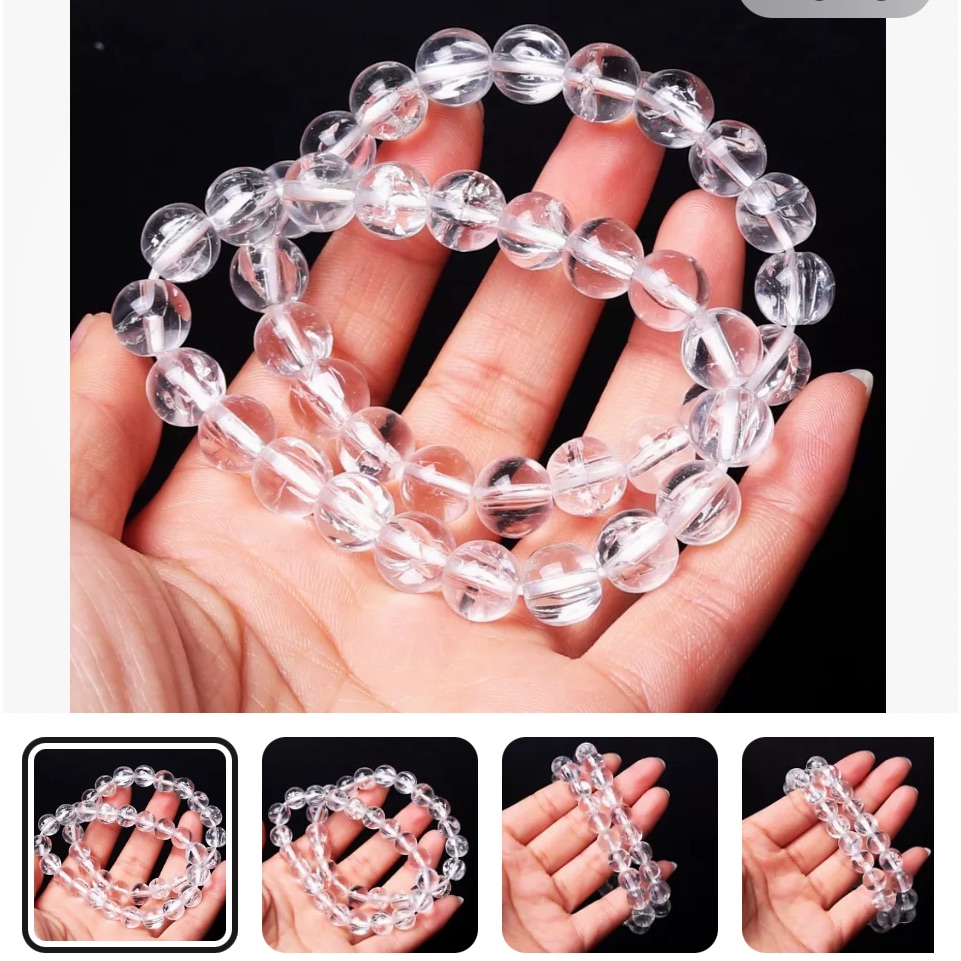 Clear Quartz Crystalbeadbracelet. Large10mmbeads.Receive1one Bracelet 3aquality.